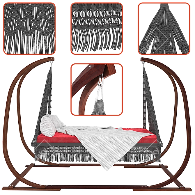 Handwoven Marrakech Swing Bed: Comfort and Elegance 3D model image 2