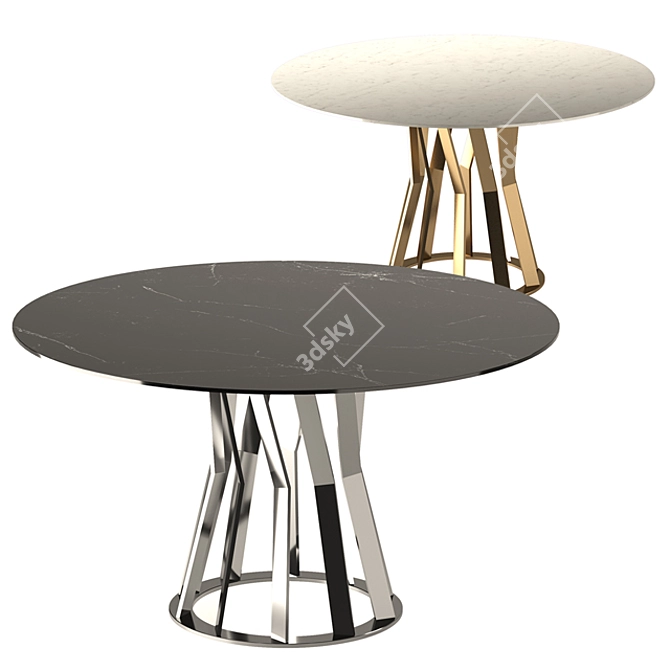 Zanaboni Ray: Gold & Chrome Table 3D model image 1