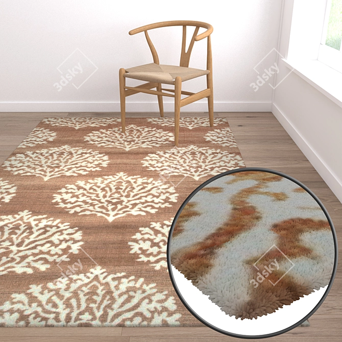 Versatile 3-Piece Carpet Set 3D model image 5