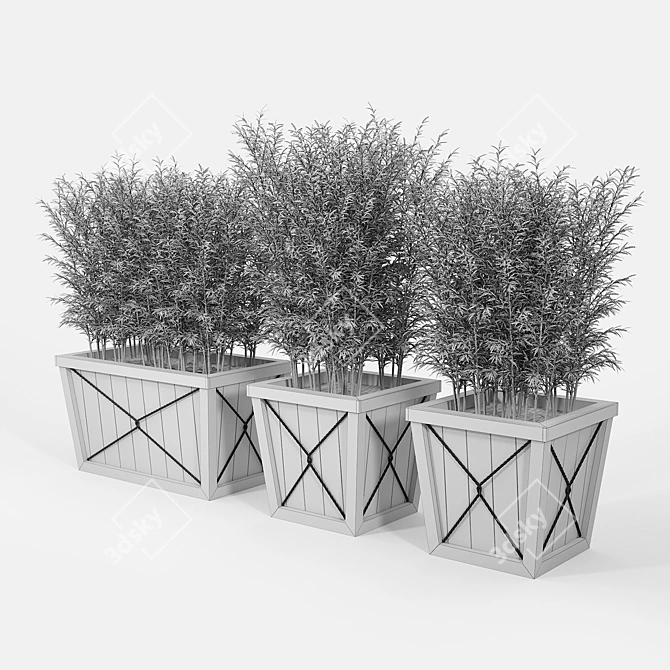 Eco-friendly Bamboo Storage Box 3D model image 4