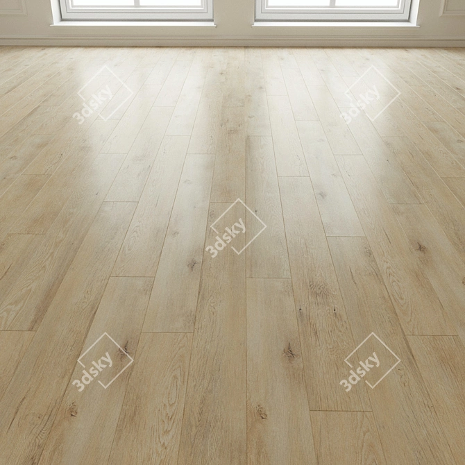 Natural Wood Laminate Parquet Flooring 3D model image 2