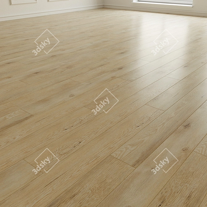 Natural Wood Laminate Parquet Flooring 3D model image 3