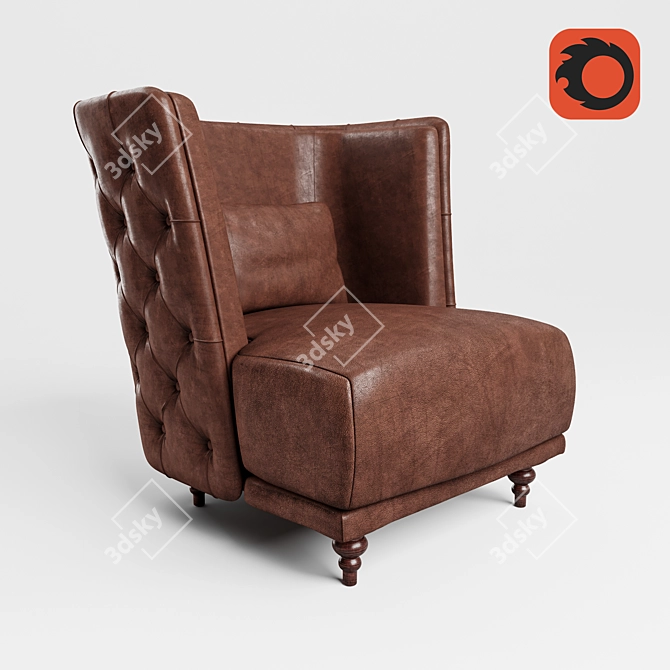 Vintage Italian Chester Armchair 3D model image 1