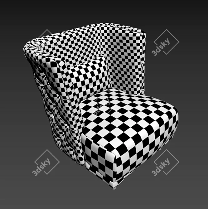 Vintage Italian Chester Armchair 3D model image 4