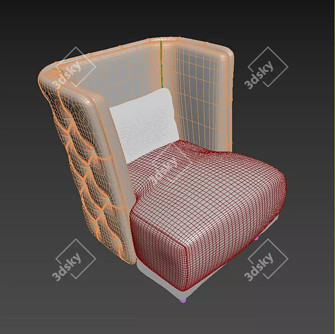 Vintage Italian Chester Armchair 3D model image 5