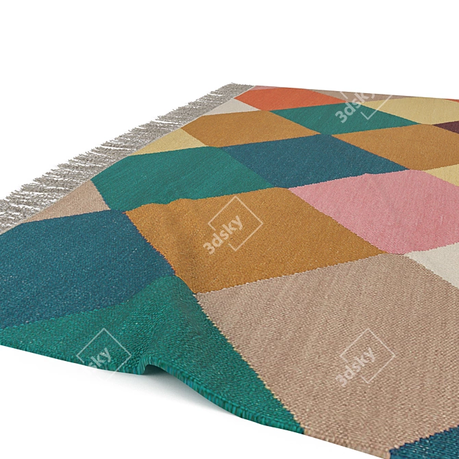 Vibrant Multicolor Low-Pile Ikea VINDERÖD Carpet 3D model image 2