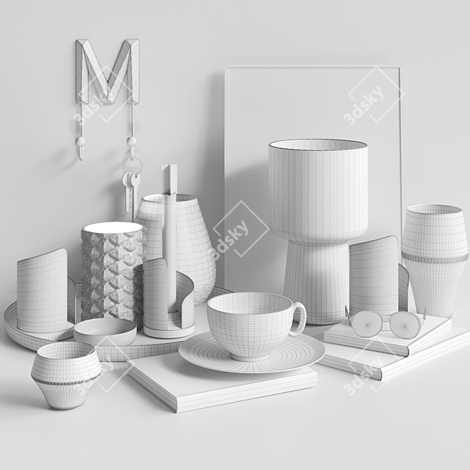 Decorative Set: Vase, Candlestick, Books, Gold, Picture

Title: Luxury Decor Set - Vase, Candlestick, 3D model image 2