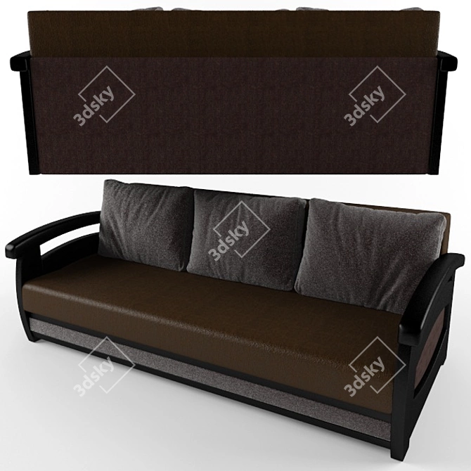 Prague Eurobook Sofa: Stylish and Functional 3D model image 2