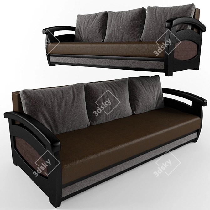 Prague Eurobook Sofa: Stylish and Functional 3D model image 4