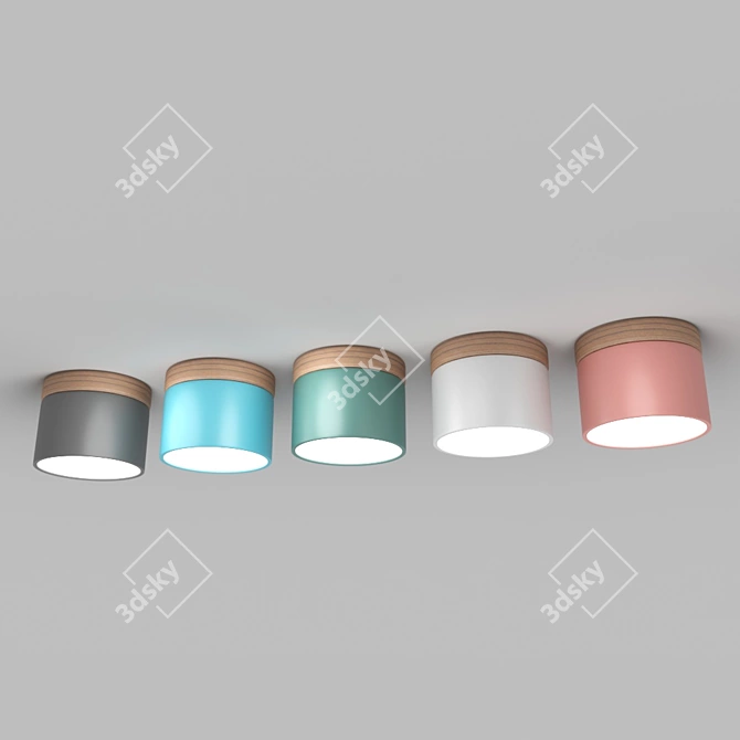 Title: Wood White Modern LED Pendant Light 3D model image 2