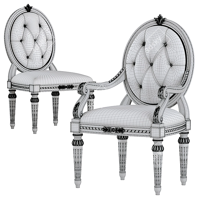 Elegant Vintage Armchair 3D model image 5