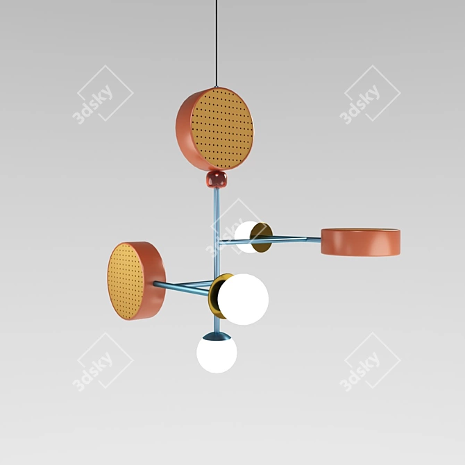 Art Deco Blue Pendant Light 3D model image 1