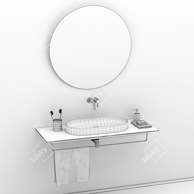 Horizon Washbasin: Gold-White & Silver-White 3D model image 1