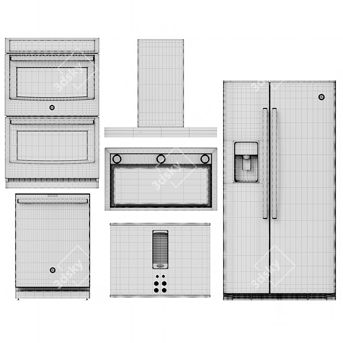 GE Profile 5-Piece Kitchen Appliance - Premium Package 3D model image 5