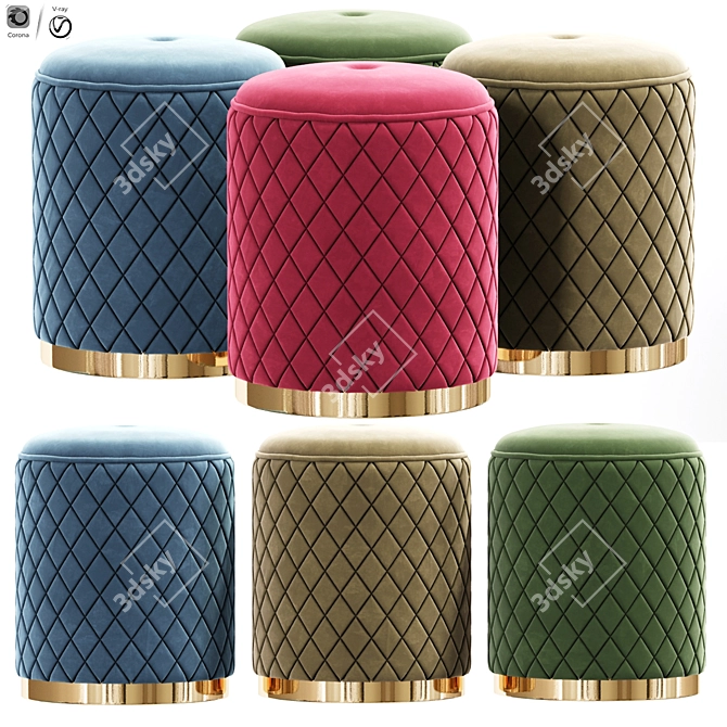 Contemporary Patterned Pouf 3D model image 1