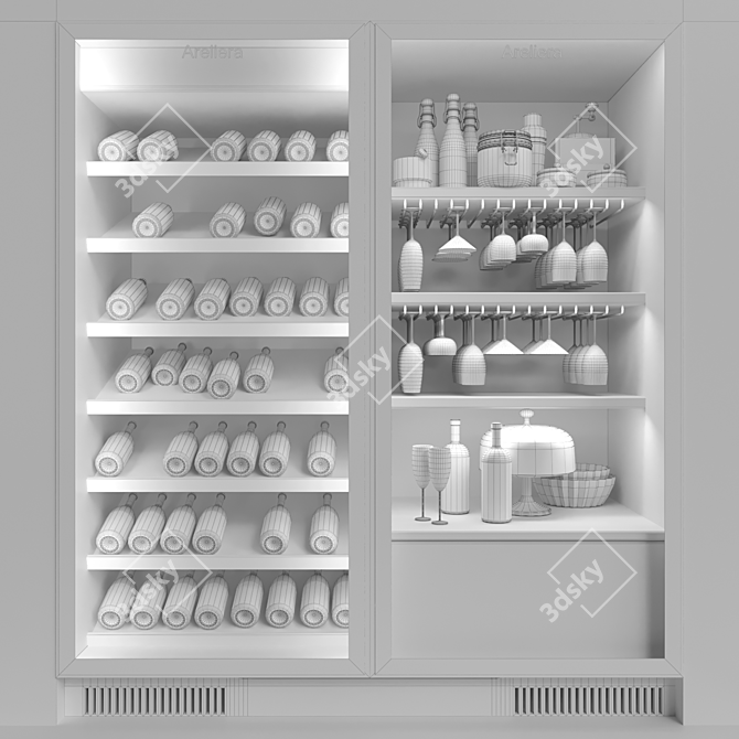 Wine Cabinet Set: Max 2011, Texture, Obj 3D model image 2