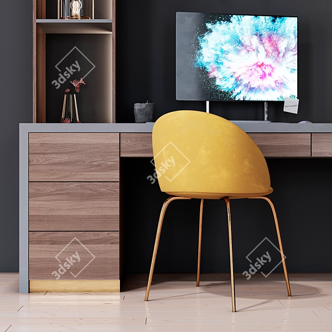 Modern Workplace Desk 3D model image 3