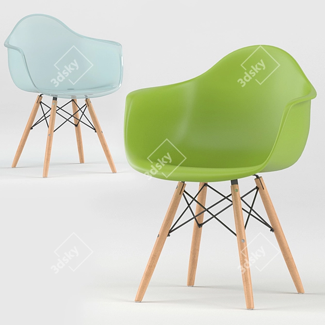 Eames DAW: Iconic Chair with PP Plastic and Wood-Metal Legs 3D model image 2