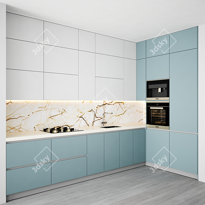 
Kitchen 018: Versatile Modular Design 3D model image 1