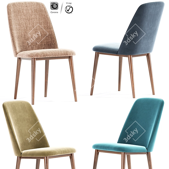 Sleek Tintori Dining Chair 3D model image 1