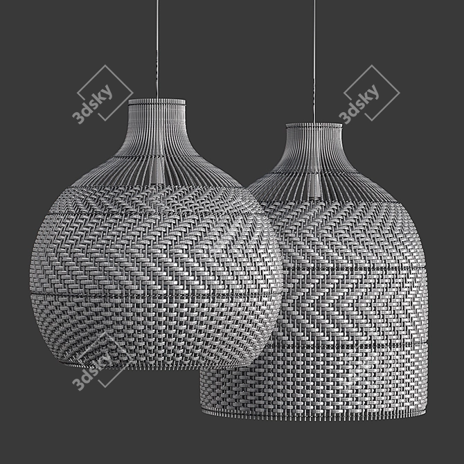 Colored Rattan Pendant Lights 3D model image 2