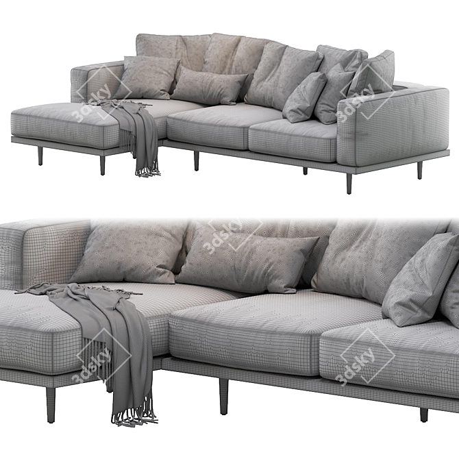 Newport Chaise Sectional Sofa 3D model image 5