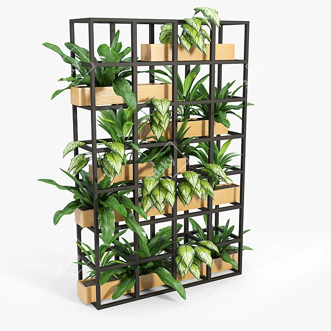 Sleek Metal Interior Shelving 3D model image 1