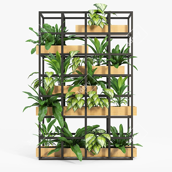 Sleek Metal Interior Shelving 3D model image 2