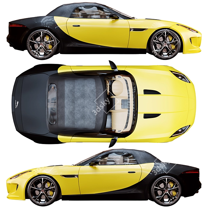 Sleek Jaguar F-TYPE Convertible 3D model image 1