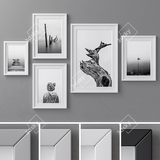 Modern Photo Frames Set - 4 Colors 3D model image 1