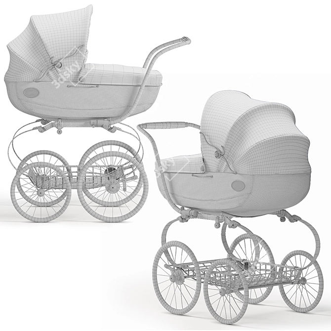 Elegant Inglesina Navy Pram 3D model image 3