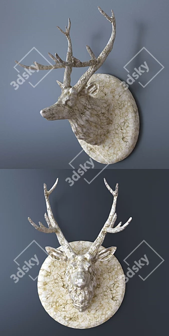 Wild Elegance: Marble Deer & Elephant Wall Sculpture 3D model image 3
