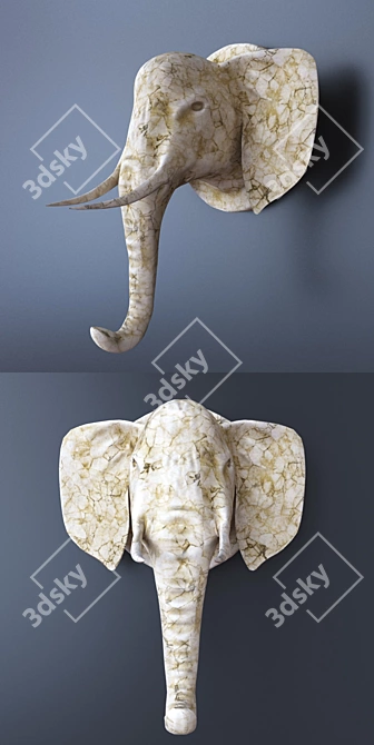 Wild Elegance: Marble Deer & Elephant Wall Sculpture 3D model image 4