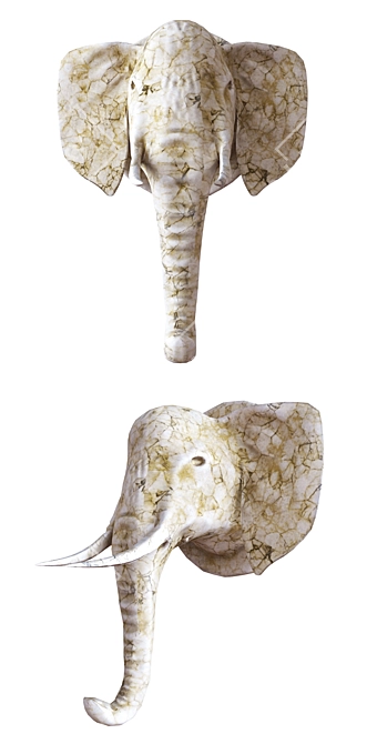 Wild Elegance: Marble Deer & Elephant Wall Sculpture 3D model image 9
