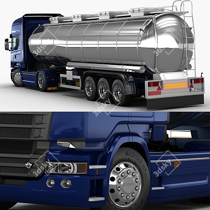 Highly Detailed Scania R730 Fuel Tanker 3D model image 2
