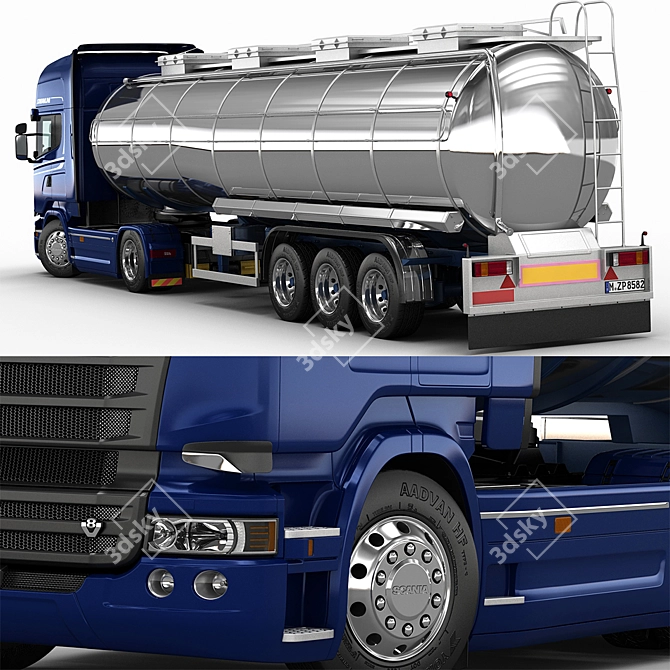 Highly Detailed Scania R730 Fuel Tanker 3D model image 5