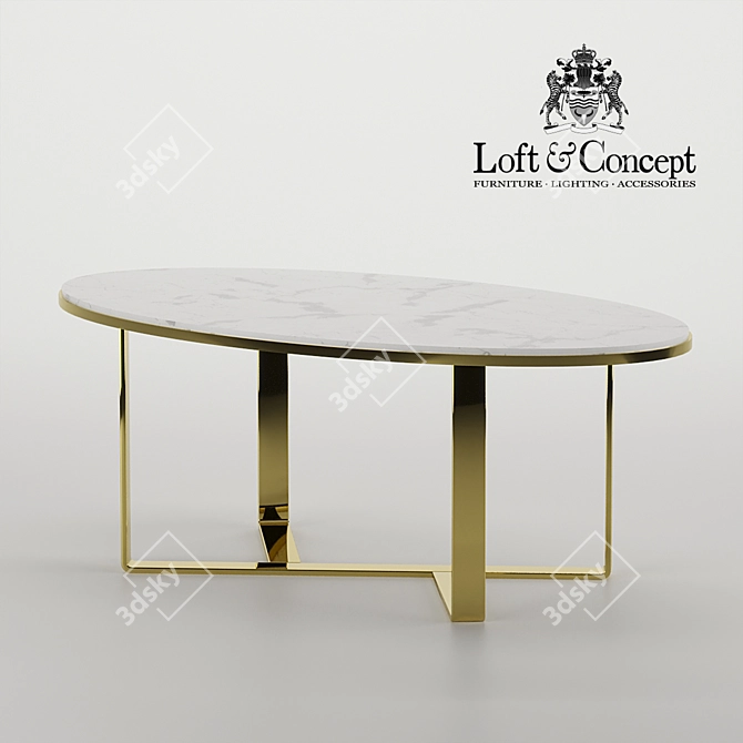 Elegant Marble Oval Coffee Table 3D model image 2