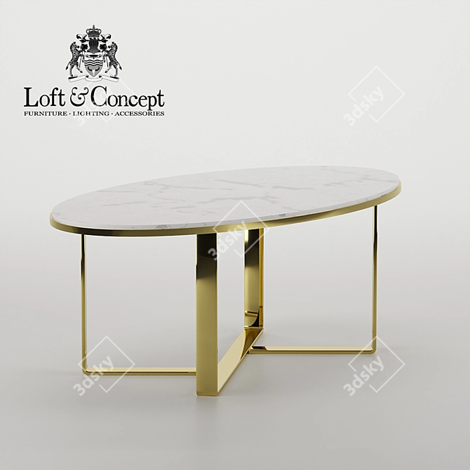 Elegant Marble Oval Coffee Table 3D model image 3