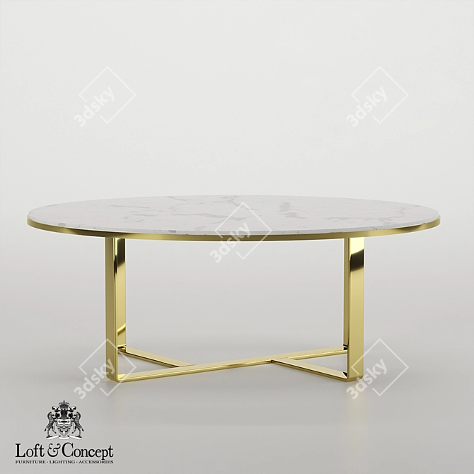 Elegant Marble Oval Coffee Table 3D model image 4