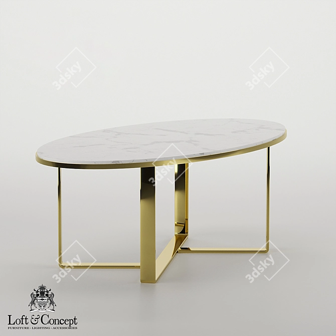 Elegant Marble Oval Coffee Table 3D model image 6