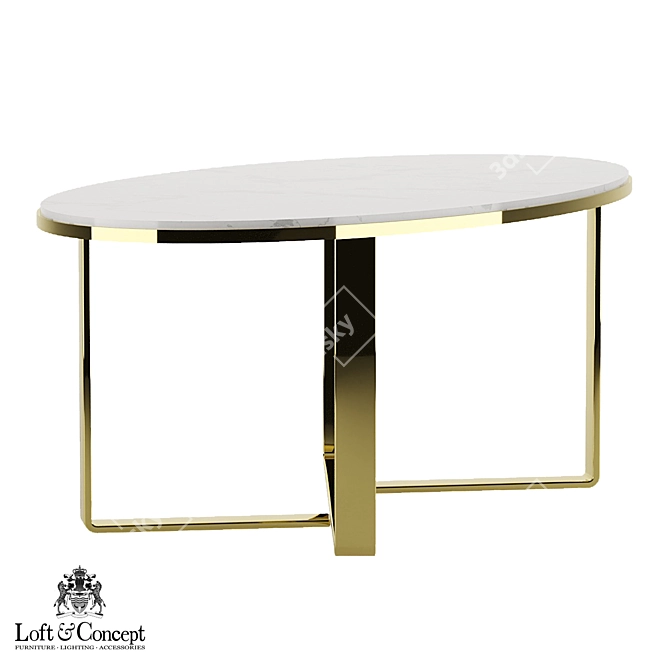 Elegant Marble Oval Coffee Table 3D model image 11