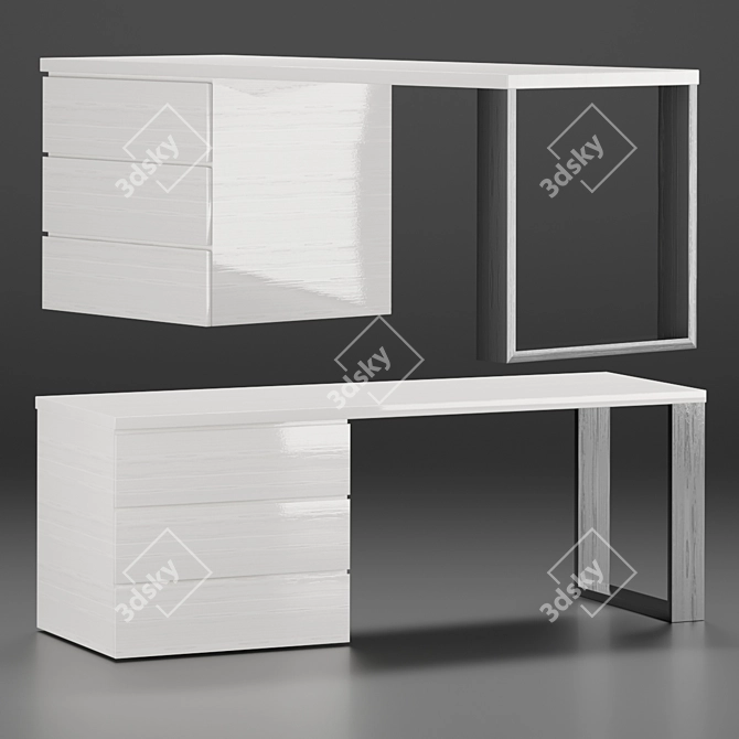 Minimalistic Mao Oak Desk 3D model image 2