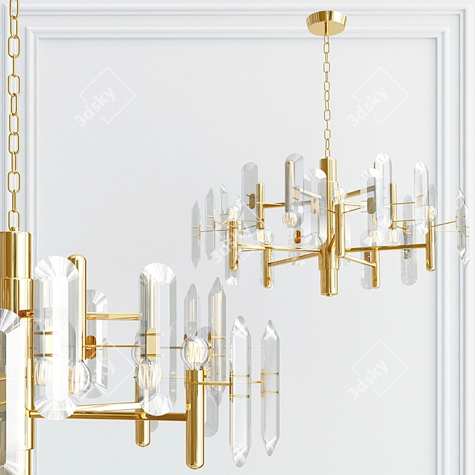 Golden Glow Crystal Chandelier 3D model image 1