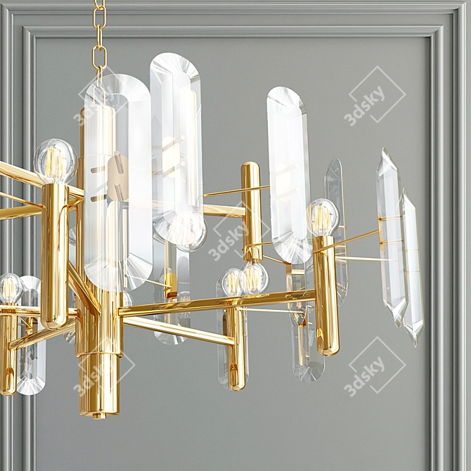 Golden Glow Crystal Chandelier 3D model image 2