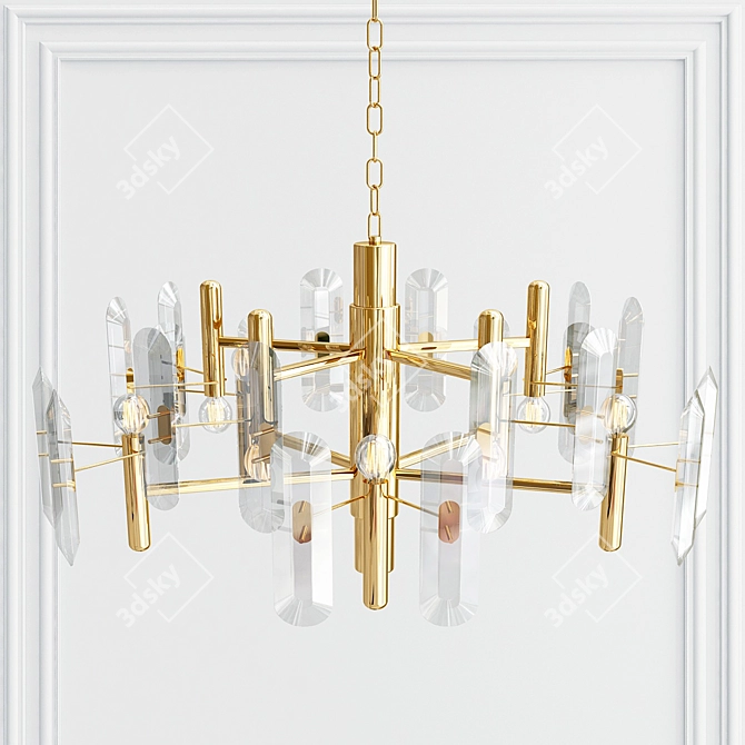 Golden Glow Crystal Chandelier 3D model image 3