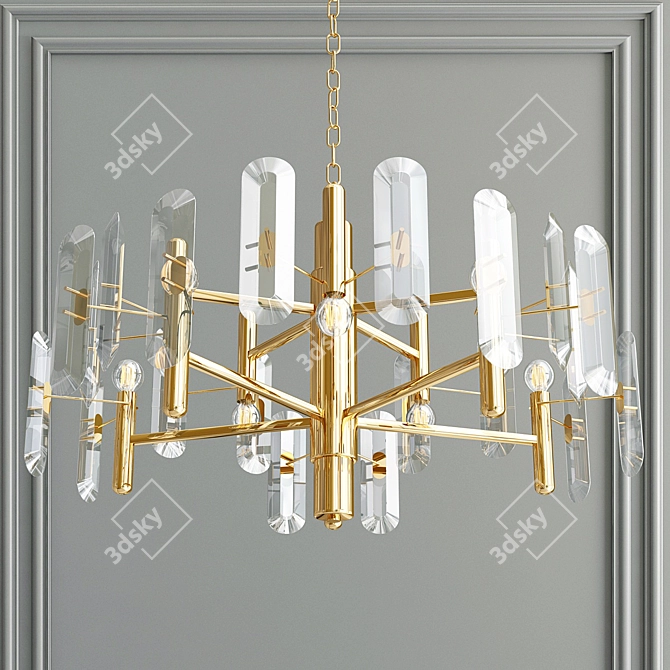 Golden Glow Crystal Chandelier 3D model image 4