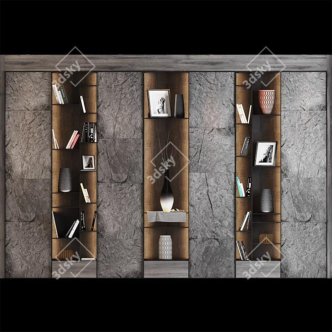 Sleek Display Cabinet in Grey/Black 3D model image 1