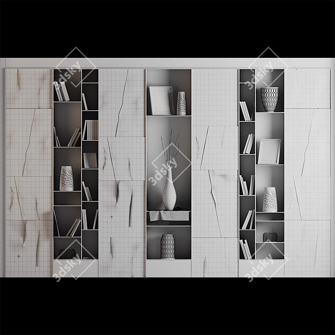 Sleek Display Cabinet in Grey/Black 3D model image 3
