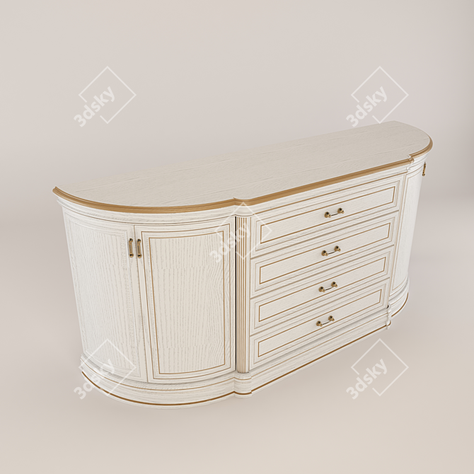 Elegant Oak Dresser with Golden Accents 3D model image 4