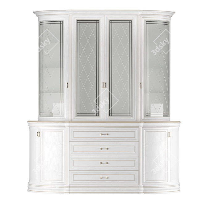 Elegant Oak Dresser with Golden Accents 3D model image 6